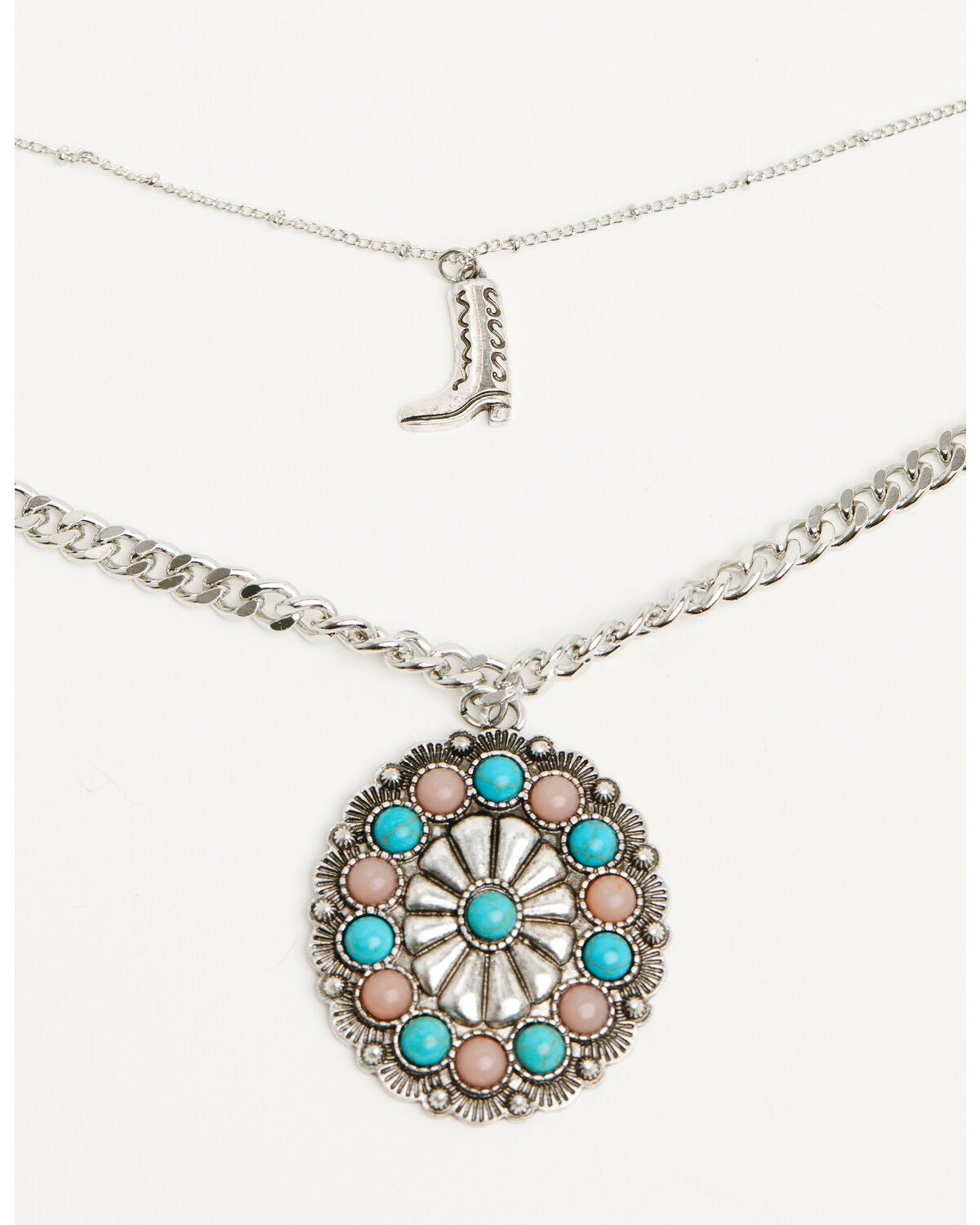 Shyanne Women's Concho Layered Necklace, Silver, hi-res