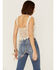 Saints & Hearts Women's Natural Crochet Side Feather & Beads Tank Top, Natural, hi-res