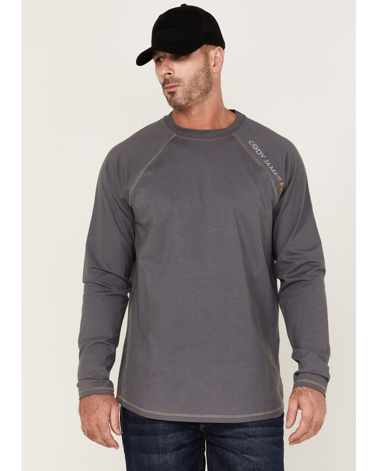 Cody James Men's FR Long Sleeve Raglan Work T-Shirt, Grey, hi-res