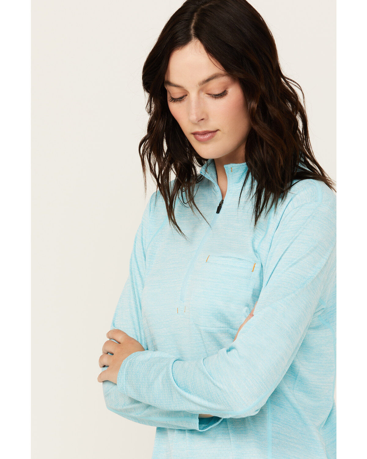 Image #2 - Ariat Women's Rebar Evolve 1/2 Zip Long Sleeve Work Shirt, Turquoise, hi-res