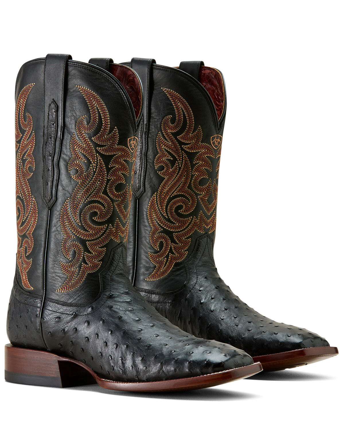 Image #2 - Ariat Men's Exotic Full Quill Ostrich Classic Cash Western Boots - Broad Square Toe, Black, hi-res