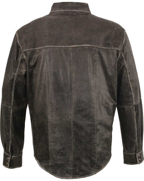 Milwaukee Leather Men's Grey Lightweight Leather Shirt - Big & Tall, Grey, hi-res