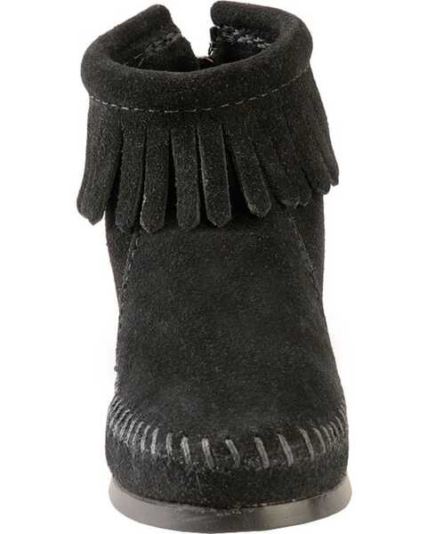 Image #4 - Minnetonka Girls' Suede with Fringe Back Zipper Moccasin Boots, , hi-res