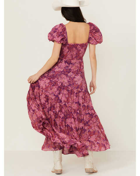 Image #4 - Free People Women's Sundrenched Floral Short Sleeve Maxi Dress , Pink, hi-res