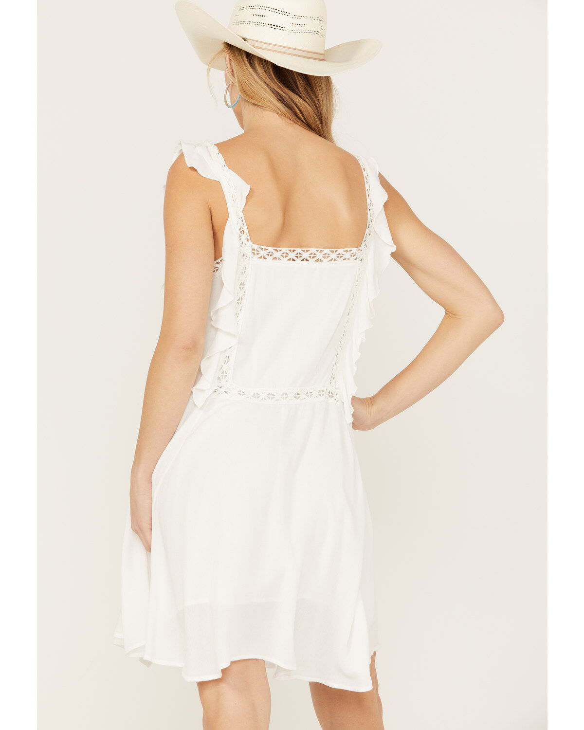 Image #4 - Wild Moss Women's Crochet Trim Mini Dress, White, hi-res