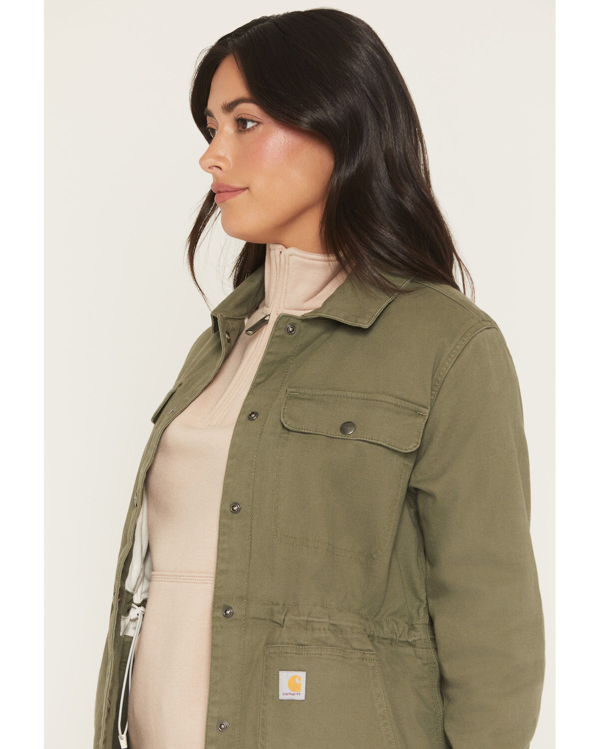 Image #2 - Carhartt Women's TENCEL™ Fiber Series Relaxed Fit Canvas Coat, Olive, hi-res