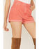 Image #2 - Rolla's Women's High Rise Corduroy Dusters Slim Shorts , Coral, hi-res