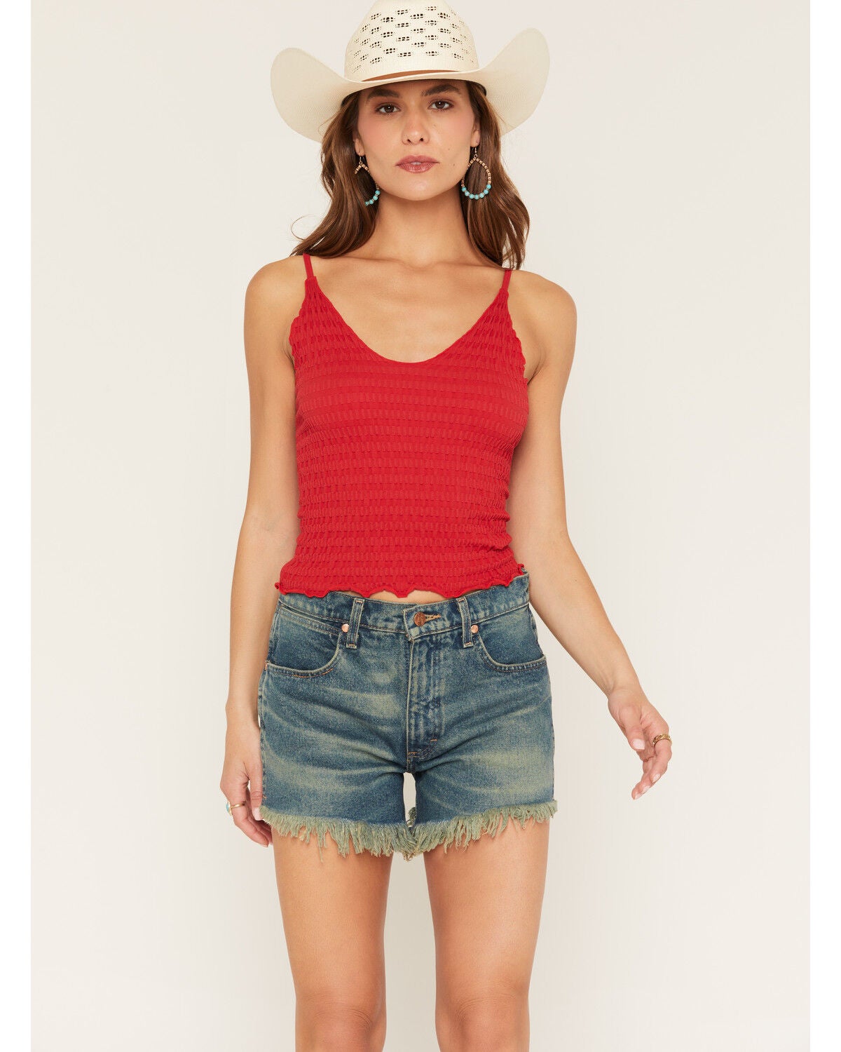 Rock & Roll Denim Women's Knit Tank Top, Red, hi-res