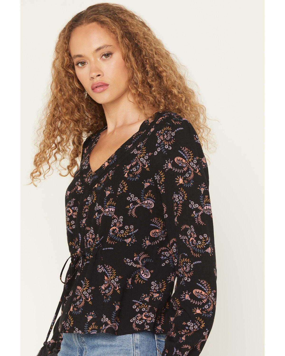 Image #2 - Idyllwind Women's Corrigan Floral Print Long Sleeve Shirt, Black, hi-res
