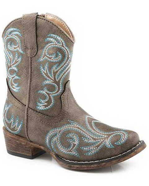 Roper Girls' Riley Western Boots - Snip Toe, Brown, hi-res