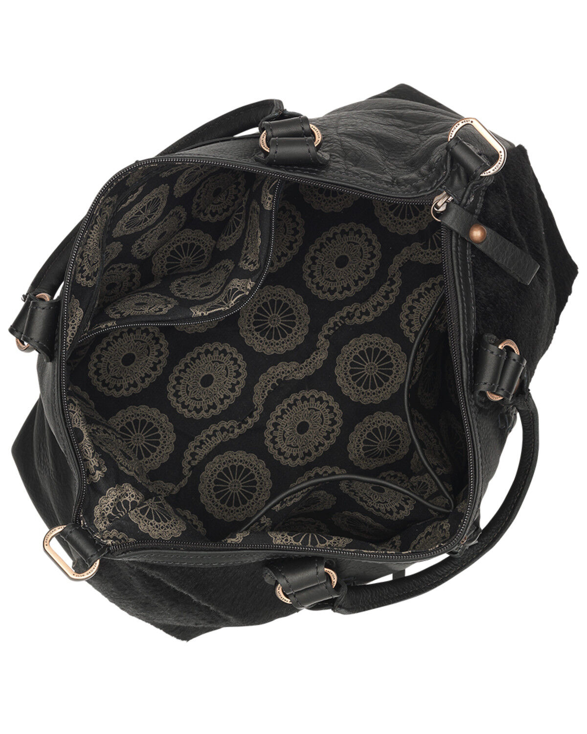 Image #3 - American West Cowhide Cow Town Large Convertible Zip Top Satchel, Chocolate, hi-res