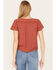 Image #4 - Jolt Women's Button Front Square Neck Peasant Top, Rust Copper, hi-res