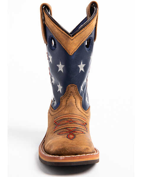 Cody James Boys' USA Flag Western Boots - Wide Square Toe, Brown, hi-res