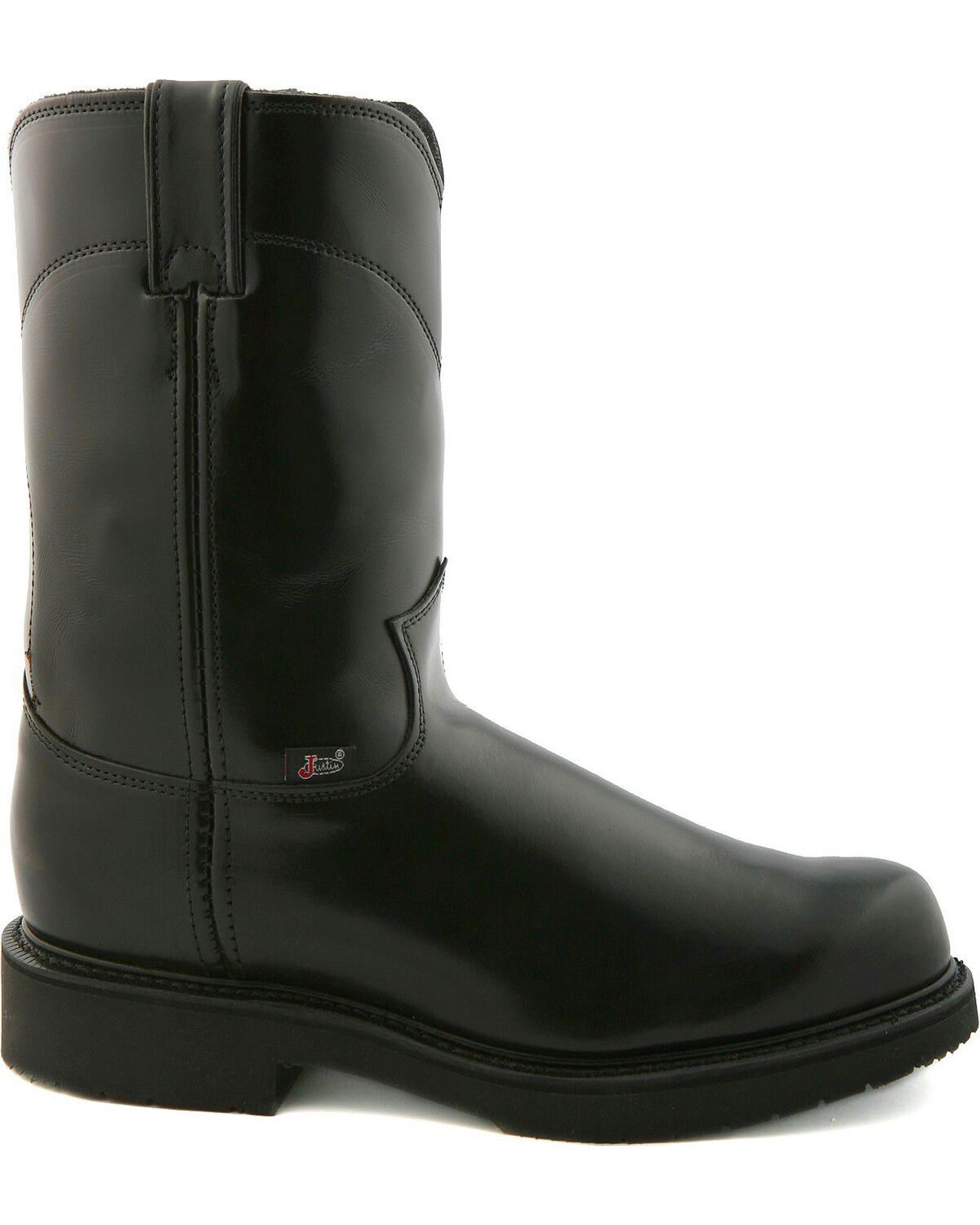black pull on work boots