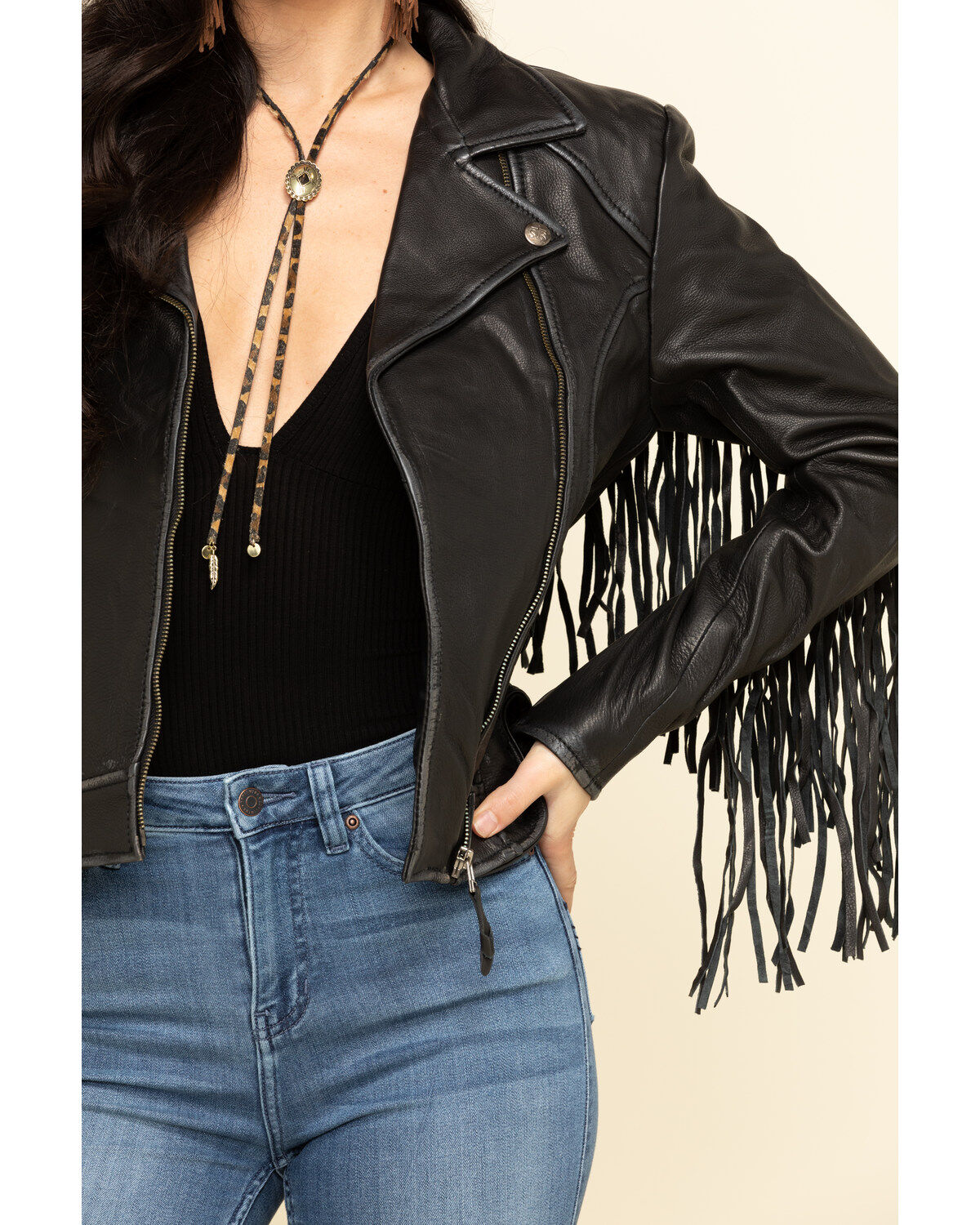 Image #4 - STS Ranchwear Women's Black Chenae Fringe Leather Jacket, , hi-res