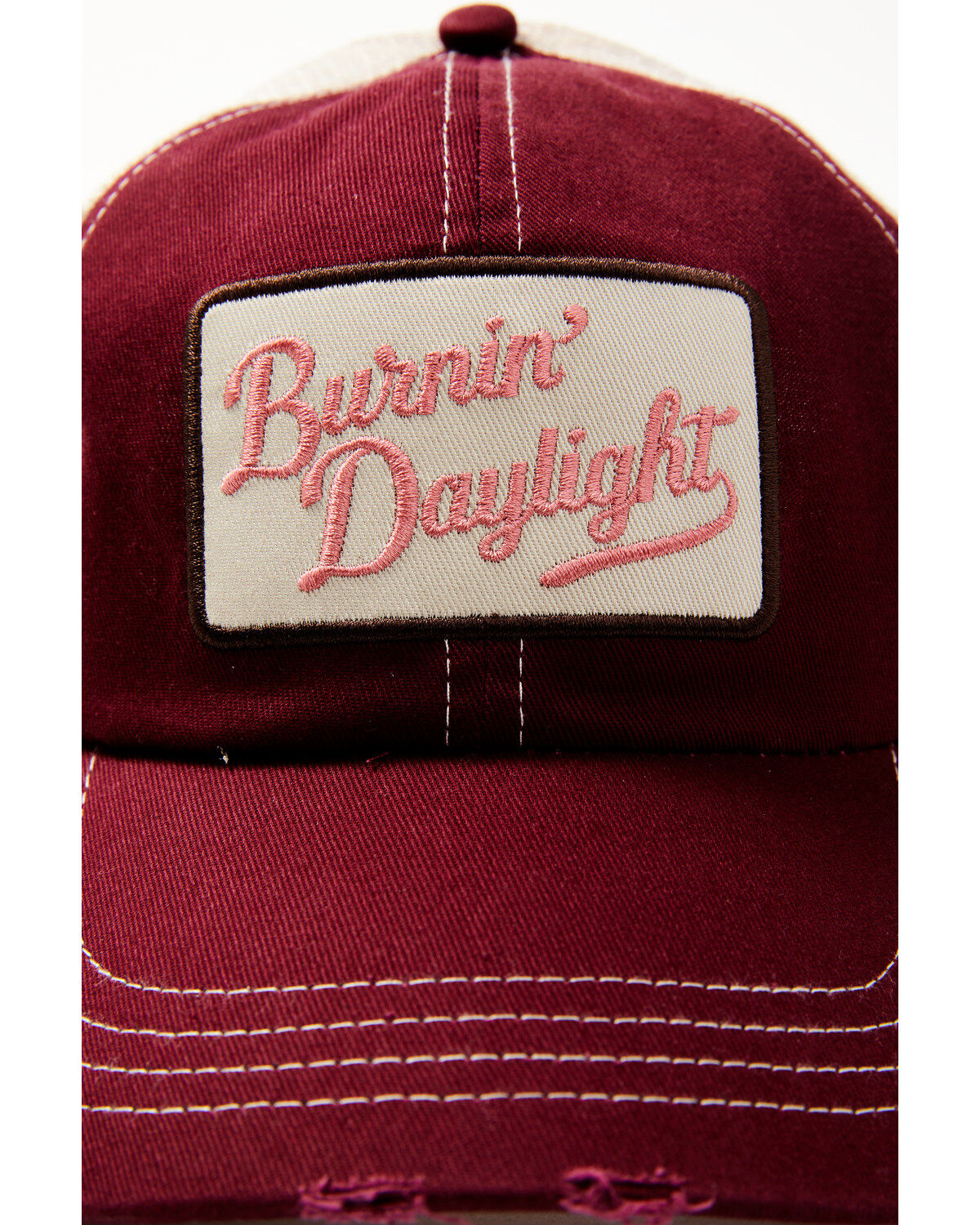 Image #2 - Idyllwind Women's Burnin' Daylight Distressed Mesh Back Ball Cap, Ruby, hi-res