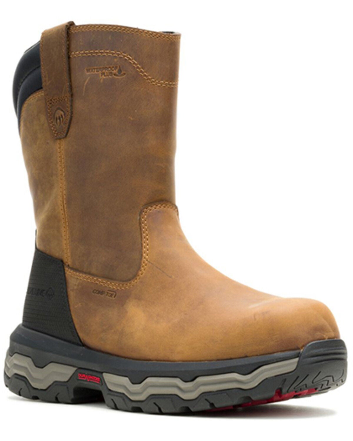 Wolverine Men's Alpha Infinity System Pull-On CarbonMax&reg; Wellington Work Boots - Composite Toe, Dark Brown, hi-res