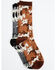 Image #1 - Cody James Men's Cow Print Crew Socks - 2 Pack, Black/brown, hi-res