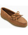 Minnetonka Women's Moosehide Fringed Kitty Shoes - Moc Toe, Natural, hi-res
