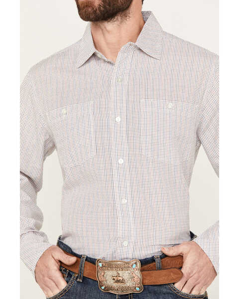 Image #3 - Resistol Men's Baker Plaid Print Long Sleeve Button Down Western Shirt, Brown/blue, hi-res