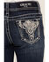 Grace in LA Girls' Medium Wash Steer Head Rose Sequin Embroidered Bootcut Jeans, Blue, hi-res