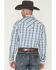 Image #4 - Stetson Men's Dobby Plaid Print Long Sleeve Snap Western Shirt, Blue, hi-res