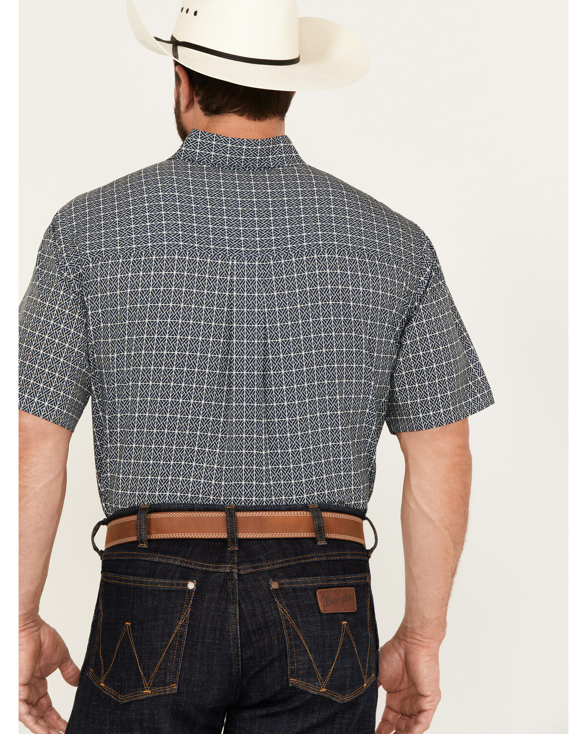 Image #4 - Cinch Men's ARENAFLEX Geo Print Short Sleeve Button Down Western Shirt, Navy, hi-res