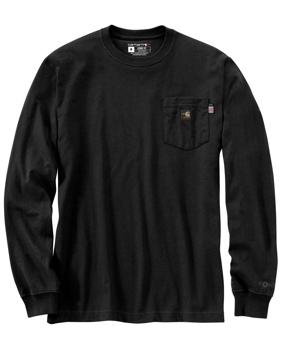Image #2 - Carhartt Men's FR Force&reg; Irvine Wrench Bolt Long Sleeve Work Pocket T-Shirt, Black, hi-res