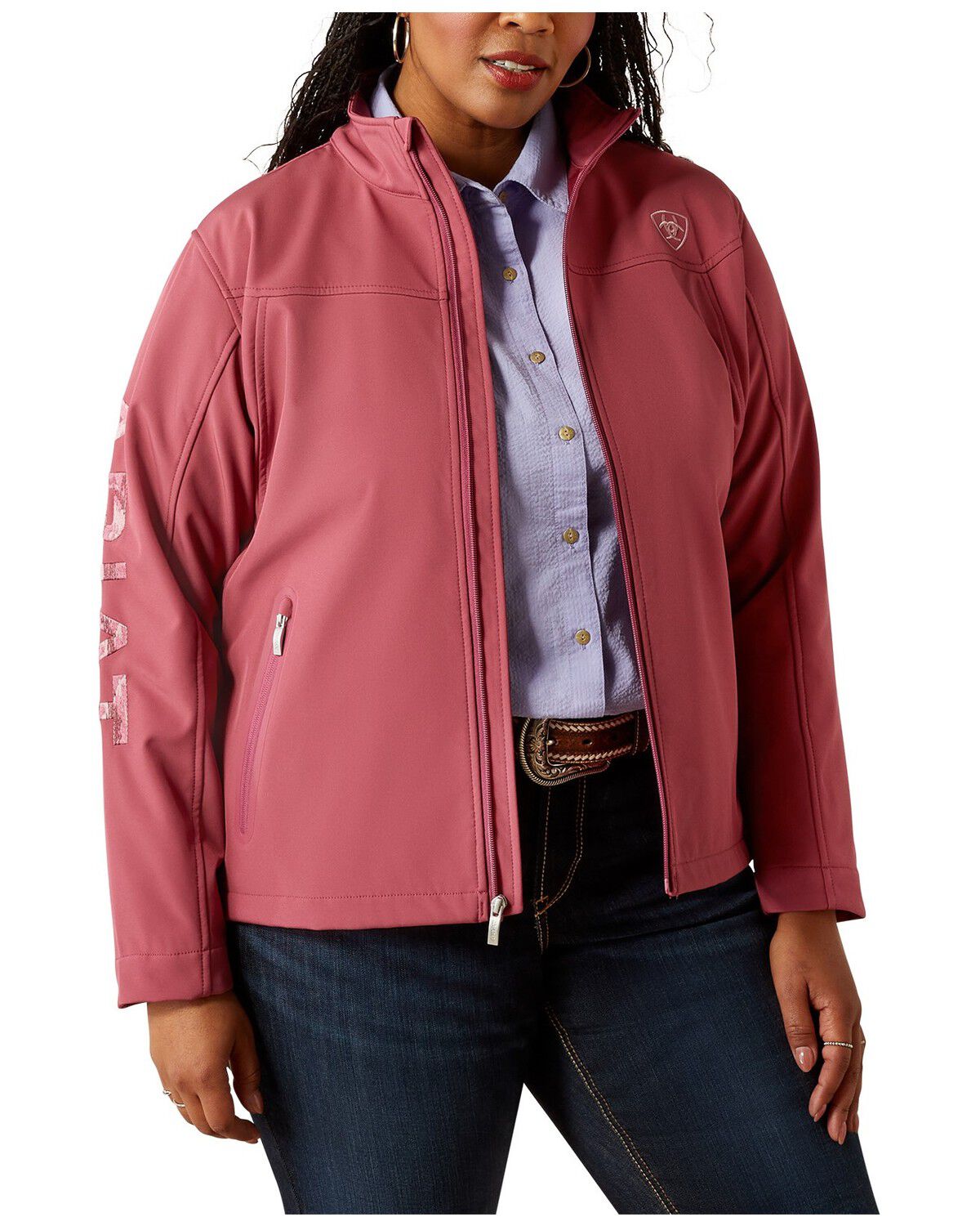 Image #1 - Ariat Women's Team Softshell Jacket - Plus, Rose, hi-res