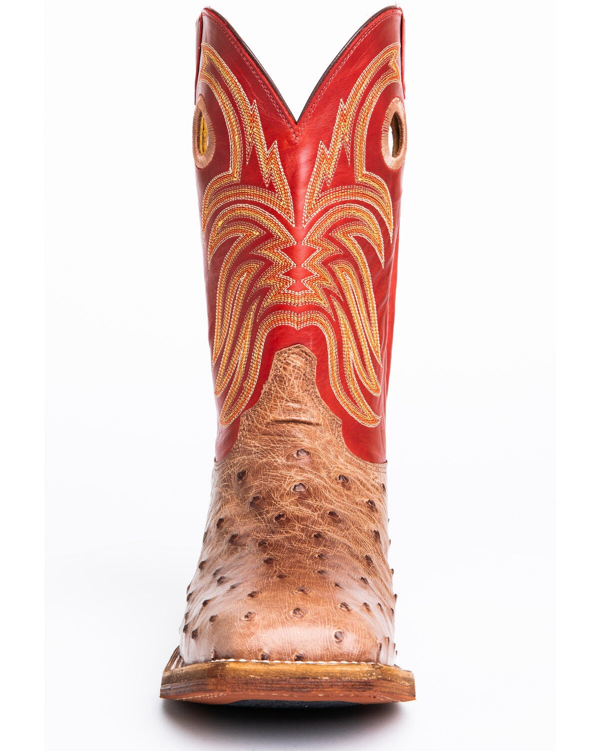 Justin Men's Cognac Ostrich Western Boots - Wide Square Toe