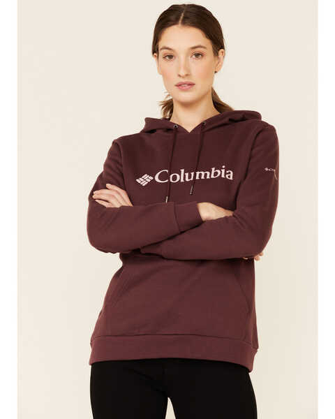 Columbia Women's Logo Hoodie Sweatshirt, Burgundy, hi-res