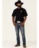 Cinch Men's Black Vintage Circle Logo Back Graphic Short Sleeve T-Shirt , Black, hi-res