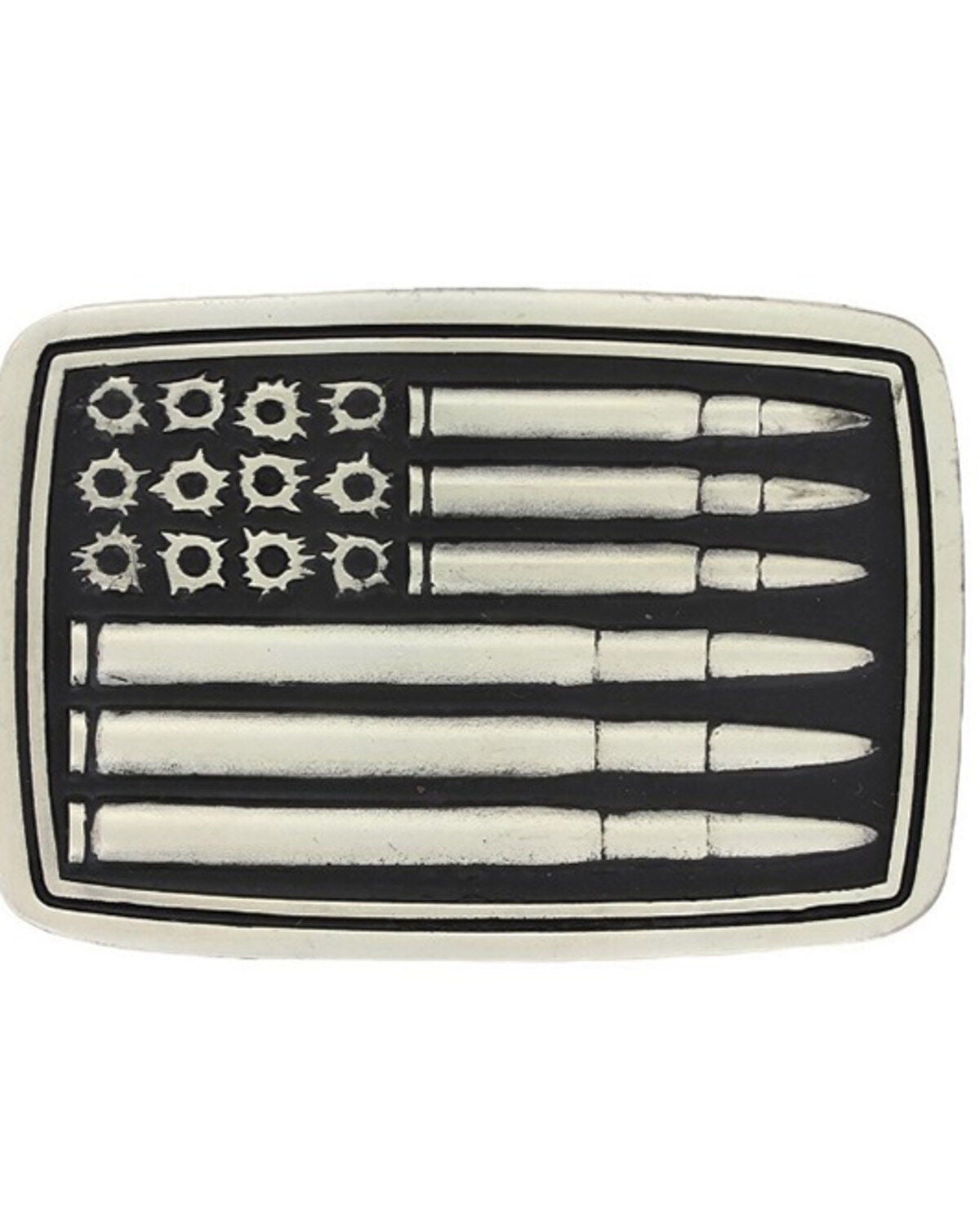 Montana Silversmiths Men's Silver Bullet Flag Attitude Buckle, Silver, hi-res