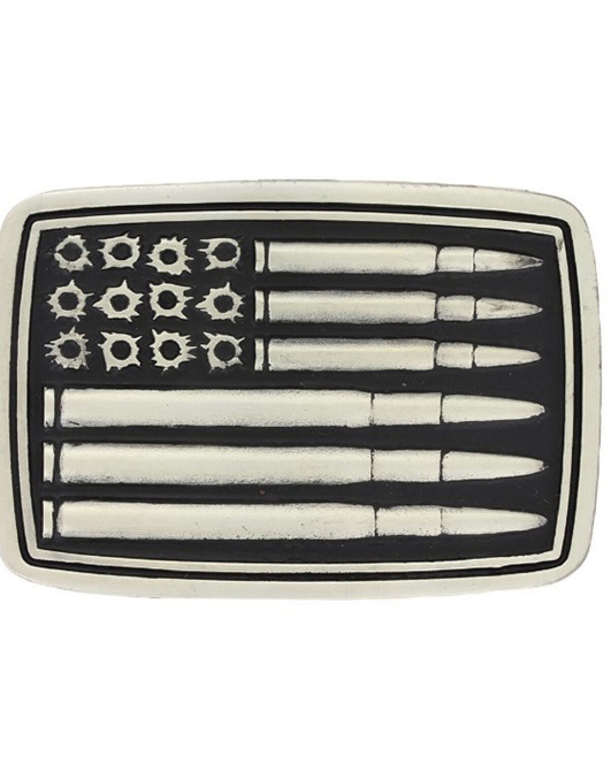 Image #1 - Montana Silversmiths Men's Silver Bullet Flag Attitude Buckle, Silver, hi-res