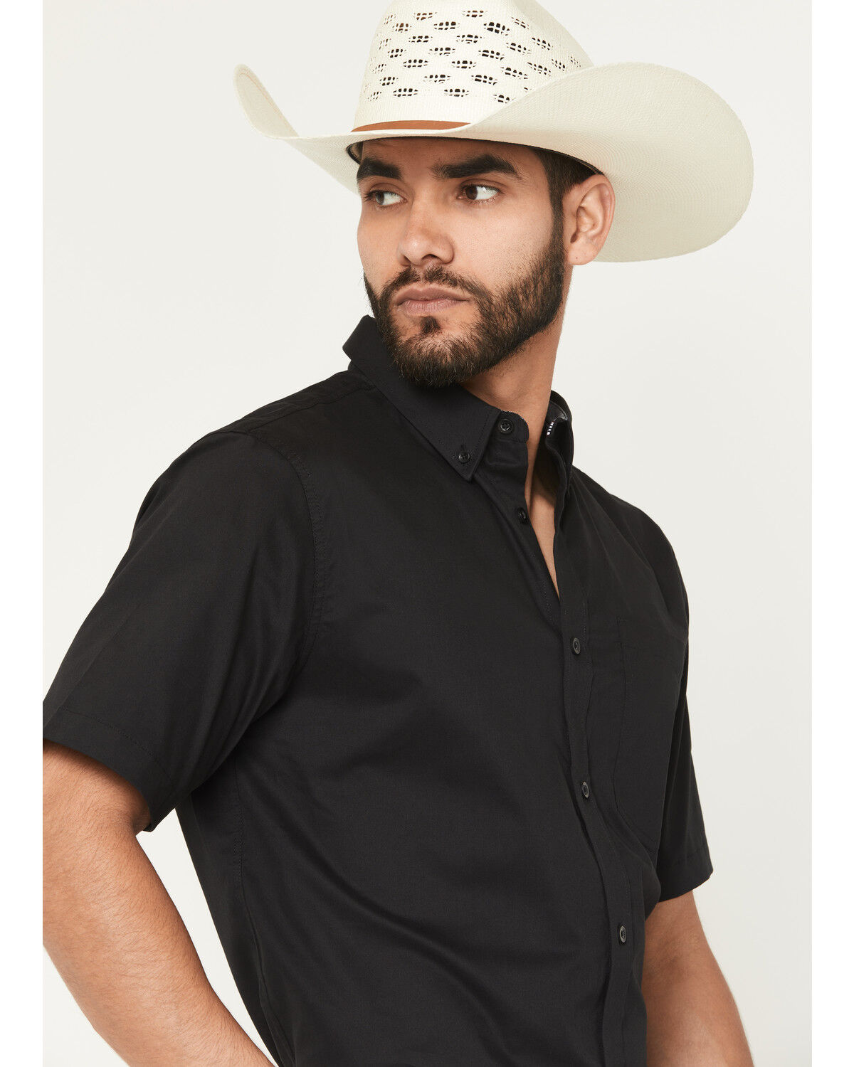 Image #2 - Cody James Men's Basic Twill Short Sleeve Button-Down Stretch Western Shirt, Black, hi-res