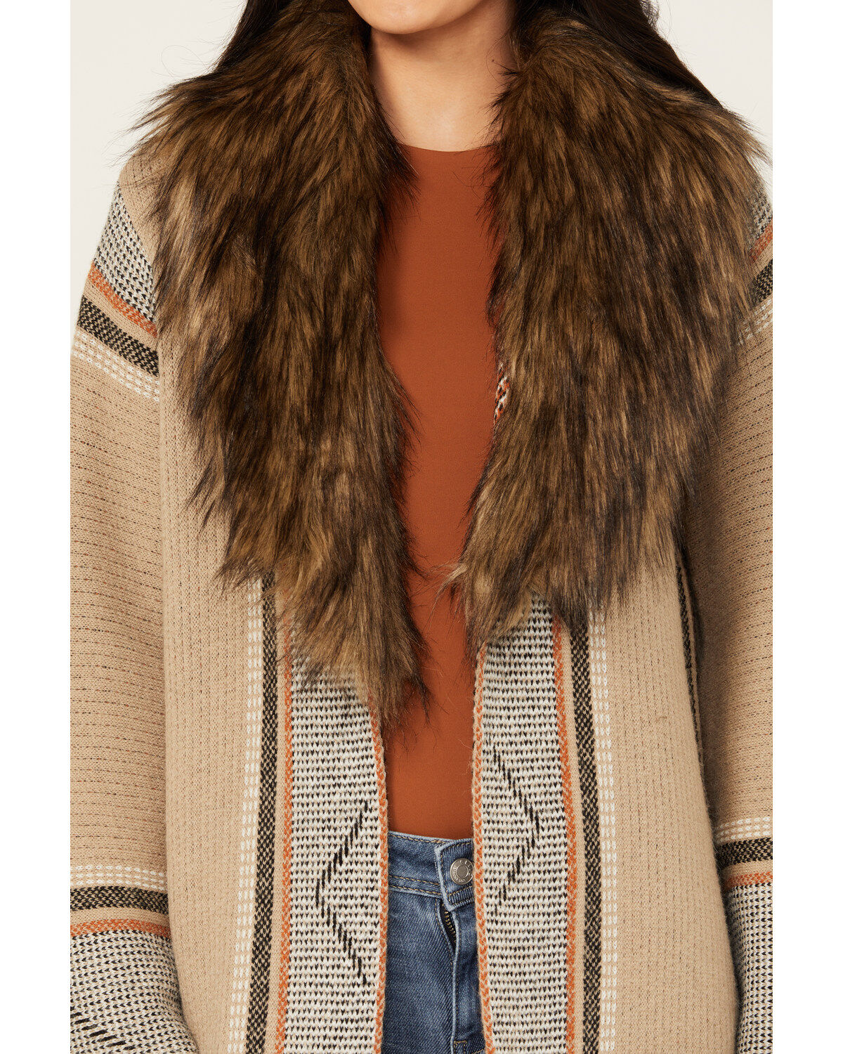 Image #3 - Shyanne Women's Oversized Faux Fur Trim Cardigan, , hi-res