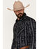 Rock & Roll Denim Men's Southwestern Stretch Long Sleeve Snap Shirt , Charcoal, hi-res
