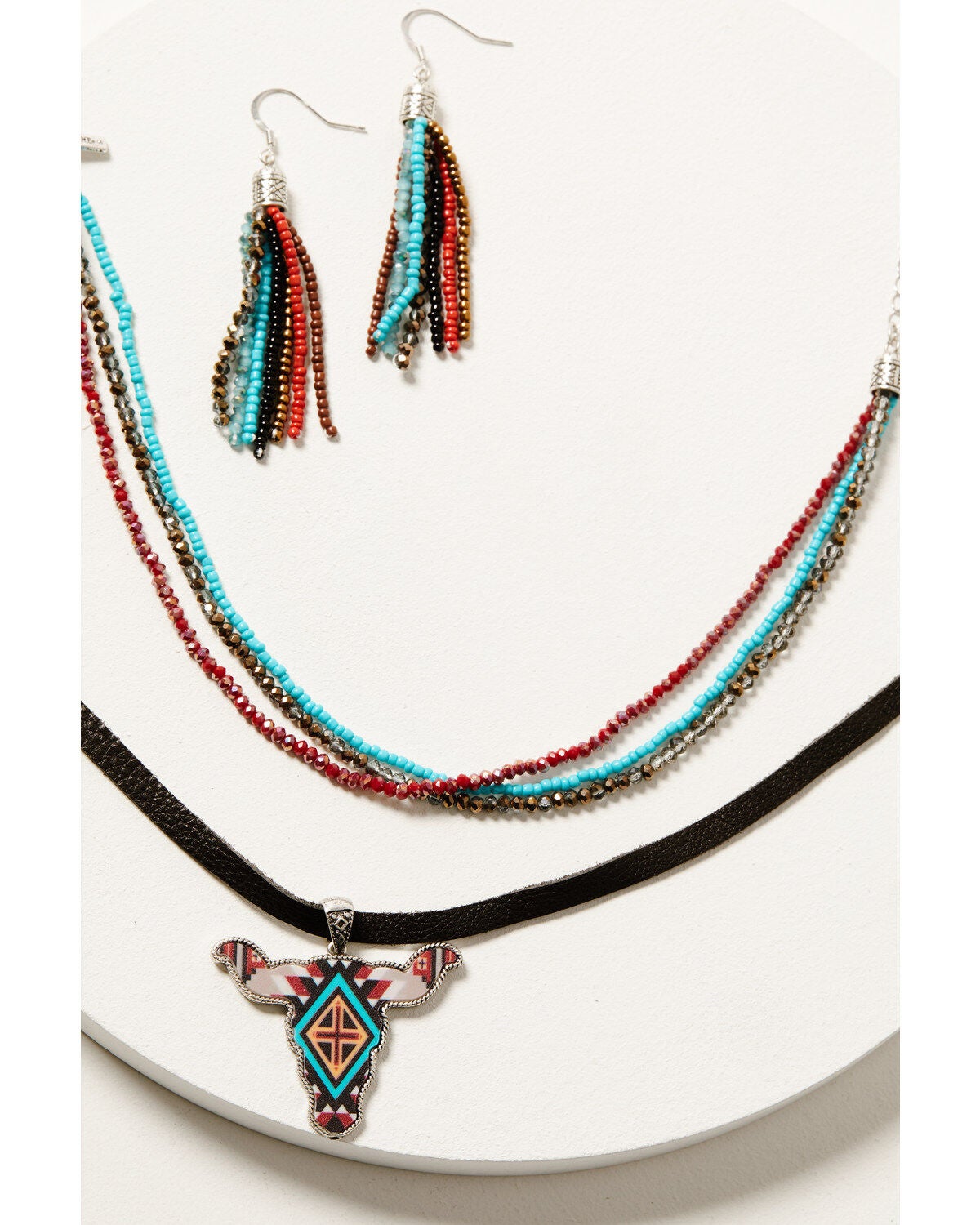 Shyanne Women's Dakota Longhorn Beaded Jewelry Set - 2 Piece, Silver, hi-res
