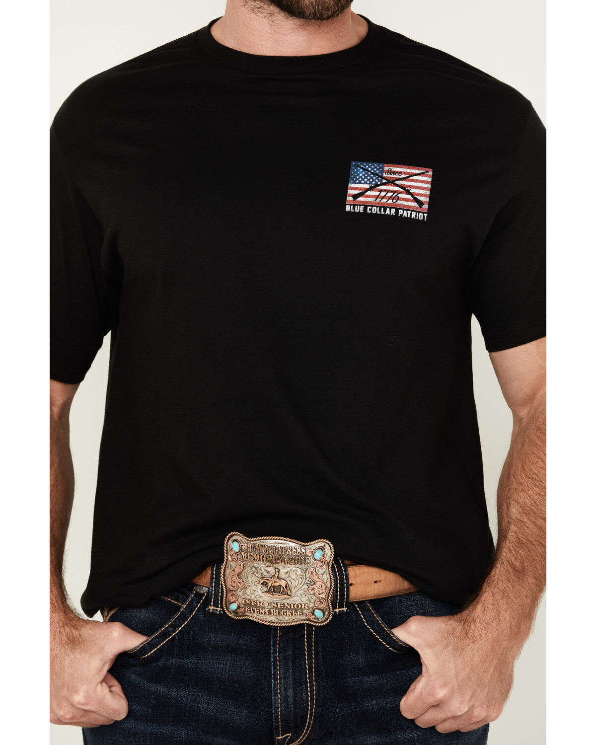 Image #3 - Howitzer Men's Blue Collar Trust Short Sleeve Graphic T-Shirt, , hi-res