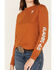 Image #3 - RANK 45® Women's Logo Graphic Long Sleeve Tee, Pecan, hi-res