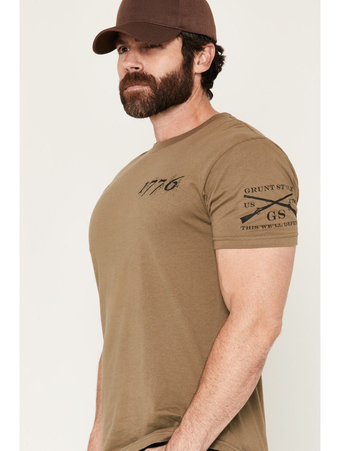 Image #3 - Grunt Style Men's 1776 Flag Short Sleeve Graphic T-Shirt - Big, Olive, hi-res