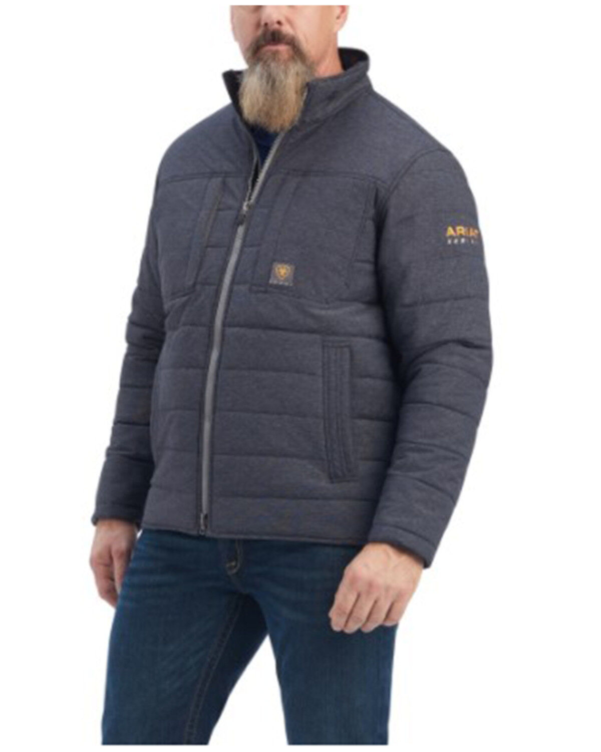 Image #1 - Ariat Men's Rebar Valiant Stretch Canvas Zip-Front Insulated Work Jacket, Charcoal, hi-res