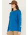 Carhartt Women's Loose Fit Heavyweight Long Sleeve Logo Graphic Work Tee, Blue, hi-res