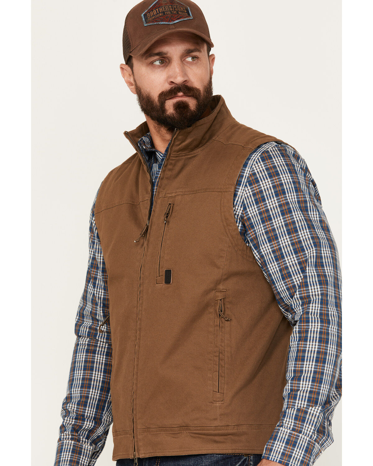 Image #2 - Brothers and Sons Men's Clay Zipper Vest, Bark, hi-res