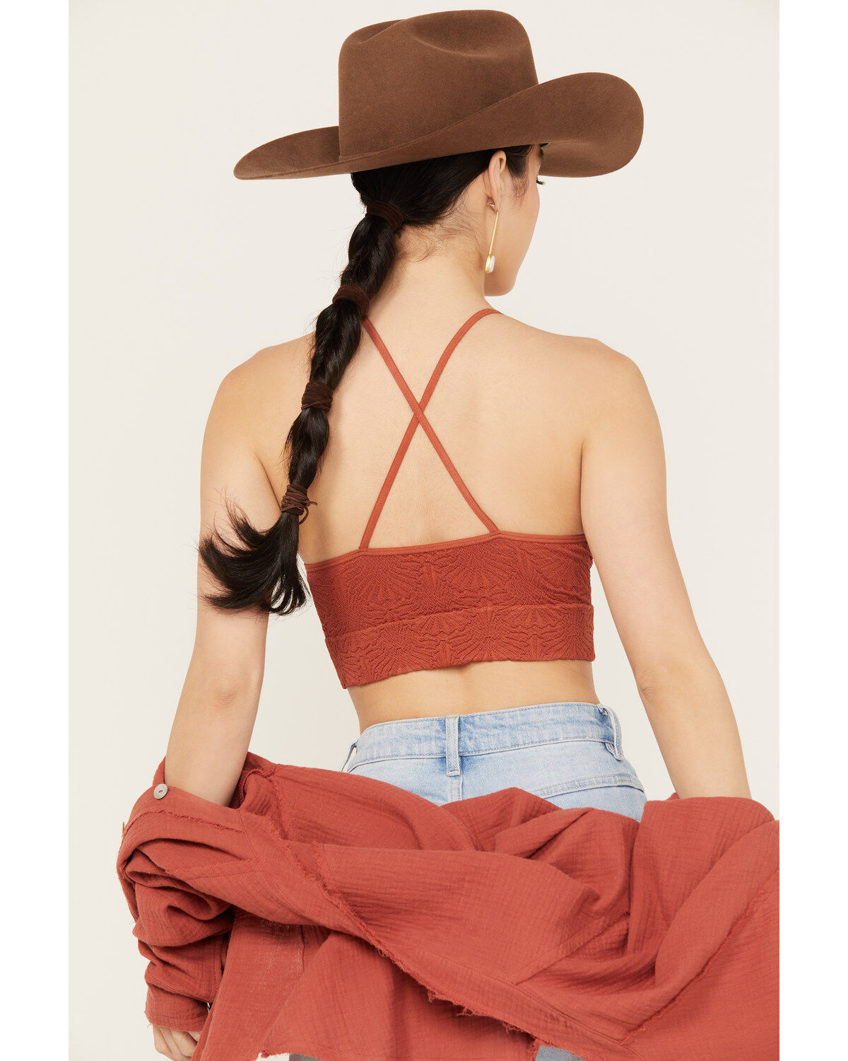 Image #4 - Fornia Women's Floral Jacquard Print Sleeveless Brami, Rust Copper, hi-res