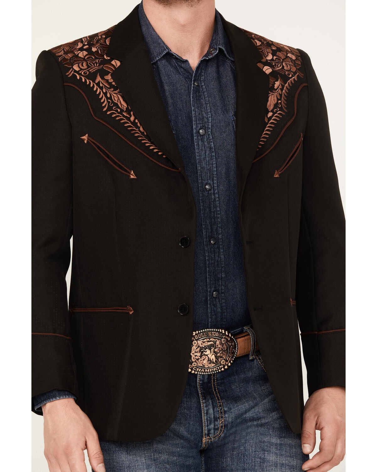 Image #3 - Scully Men's Gunfighter Embroidered Sportcoat, Black, hi-res