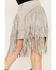 Wonderwest Women's Suede Fringe Mini Skirt, Grey, hi-res