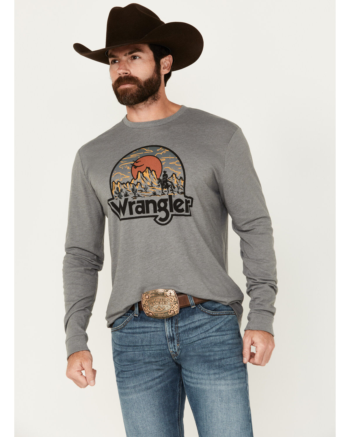 Image #1 - Wrangler Men's Landscape Logo Long Sleeve Graphic T-Shirt, , hi-res