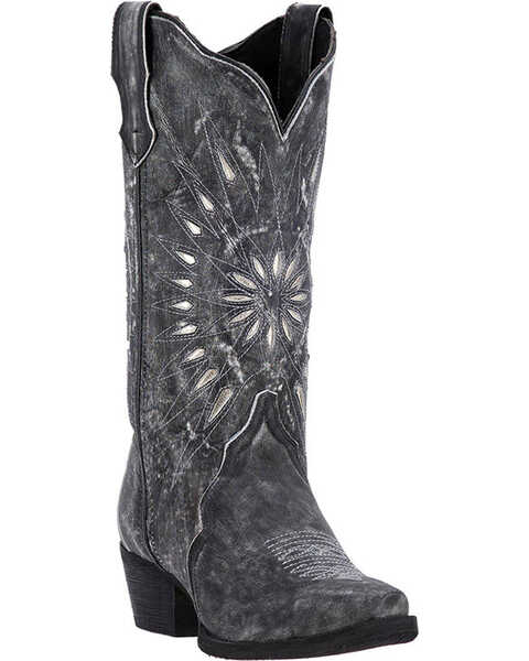 Laredo Women's Silver Starburst Cowgirl Boots - Snip Toe, Black, hi-res