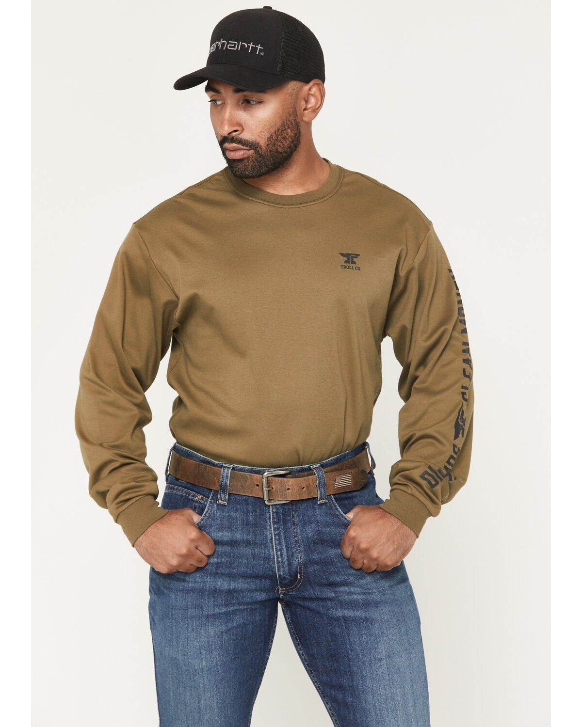 Troll Co Men's FR DHCM Anvil Long Sleeve Graphic Work T-Shirt - Big, Olive, hi-res